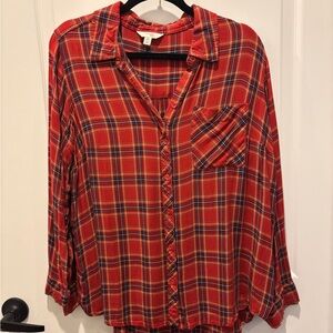 Terra & Sky Red Plaid Button-Down Shirt